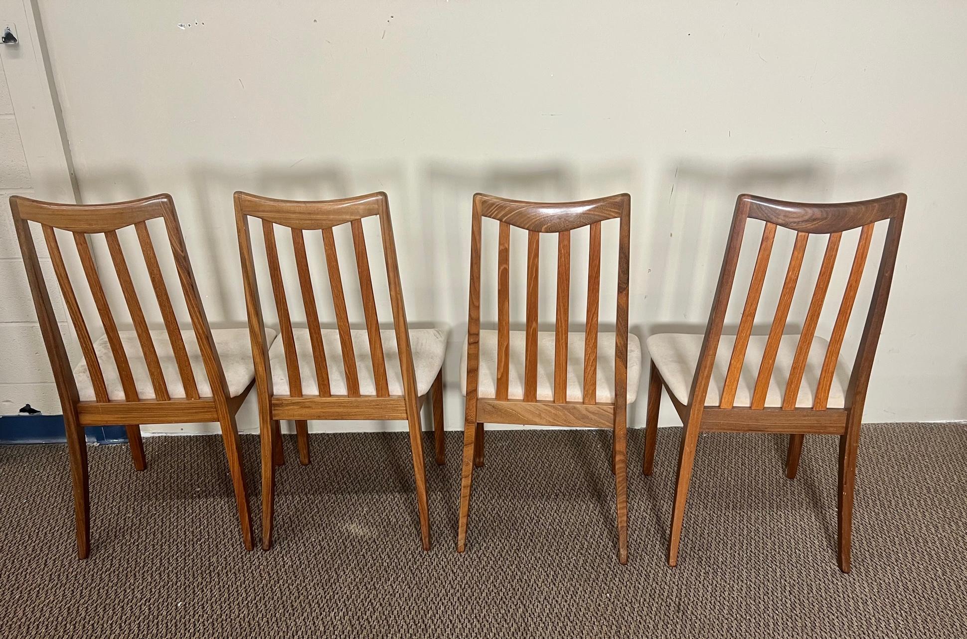 Set of 8 mid century teak chairs by G Plan.

Very good vintage condition. Some minor marks on the frames. Six chairs with the same upholstery. Two chairs with slightly different upholstery.

Dimensions: W x D x H

19