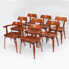 Conjunto de 8 sillas de madera curvada W199, modernas de mediados de siglo, de Walter Gropius para Thonet