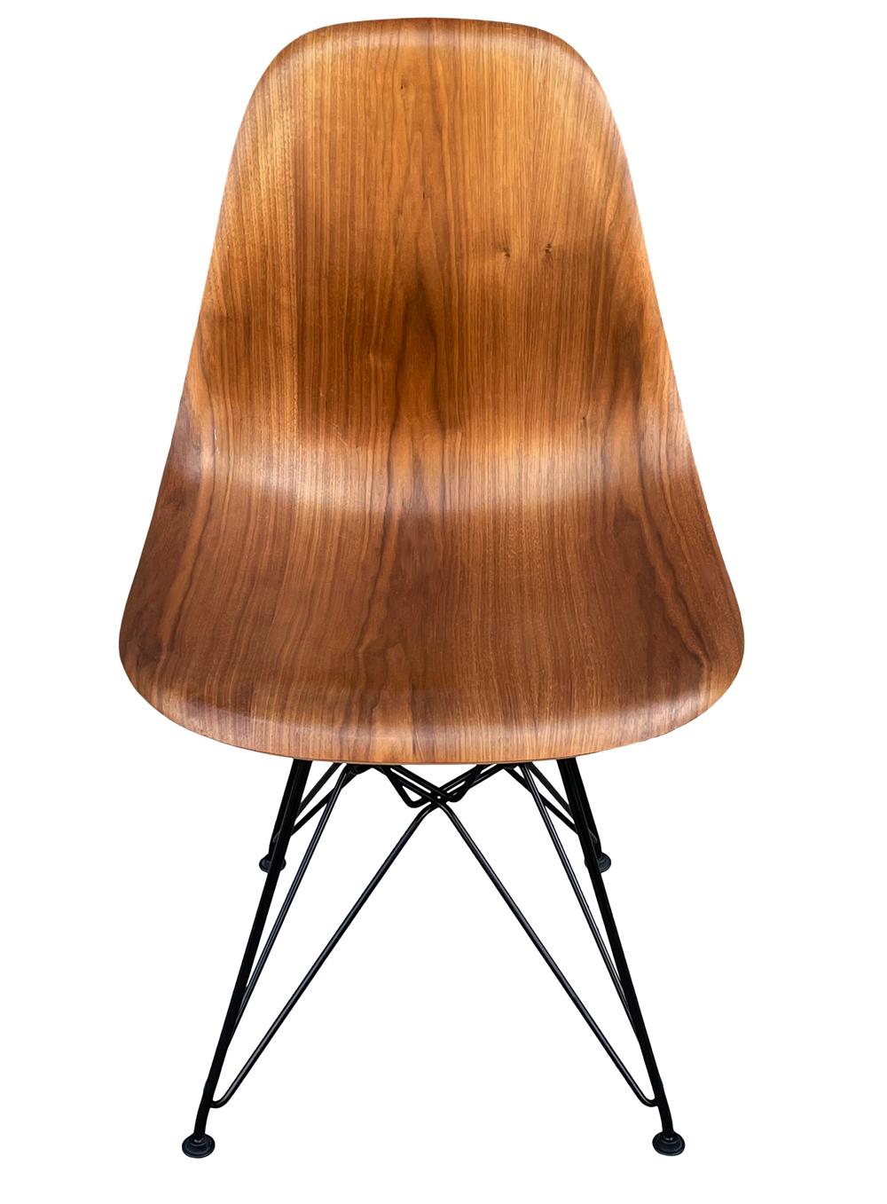Contemporary Set of 8 Mid-Century Modern Walnut Wood Shell Dining Chairs by Charles Eames For Sale
