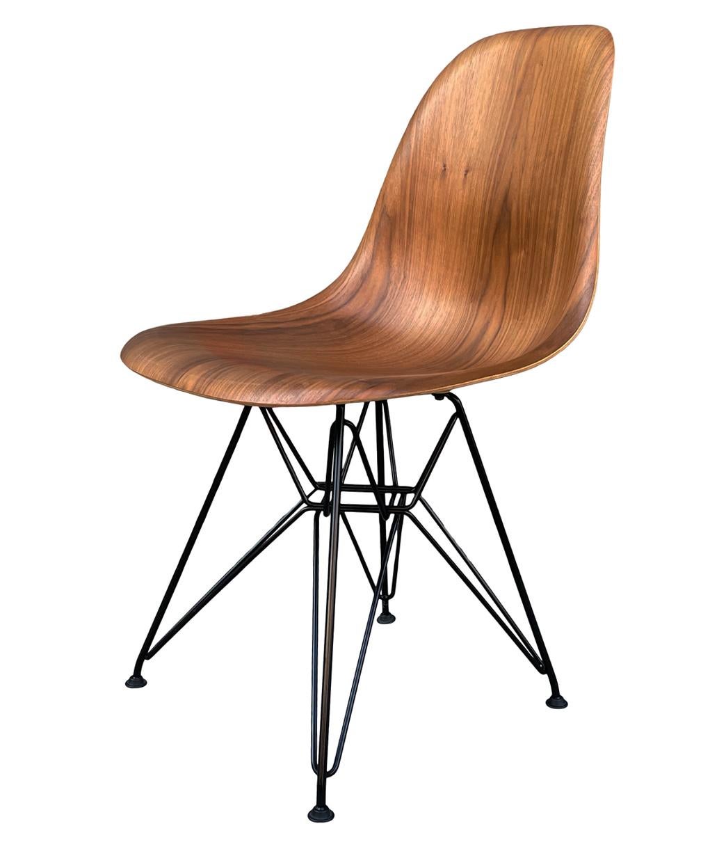Set of 8 Mid-Century Modern Walnut Wood Shell Dining Chairs by Charles Eames For Sale 2