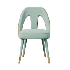 Set of 8 Mid-Century Modern Caron Dining Chair Wood Brass by Ottiu