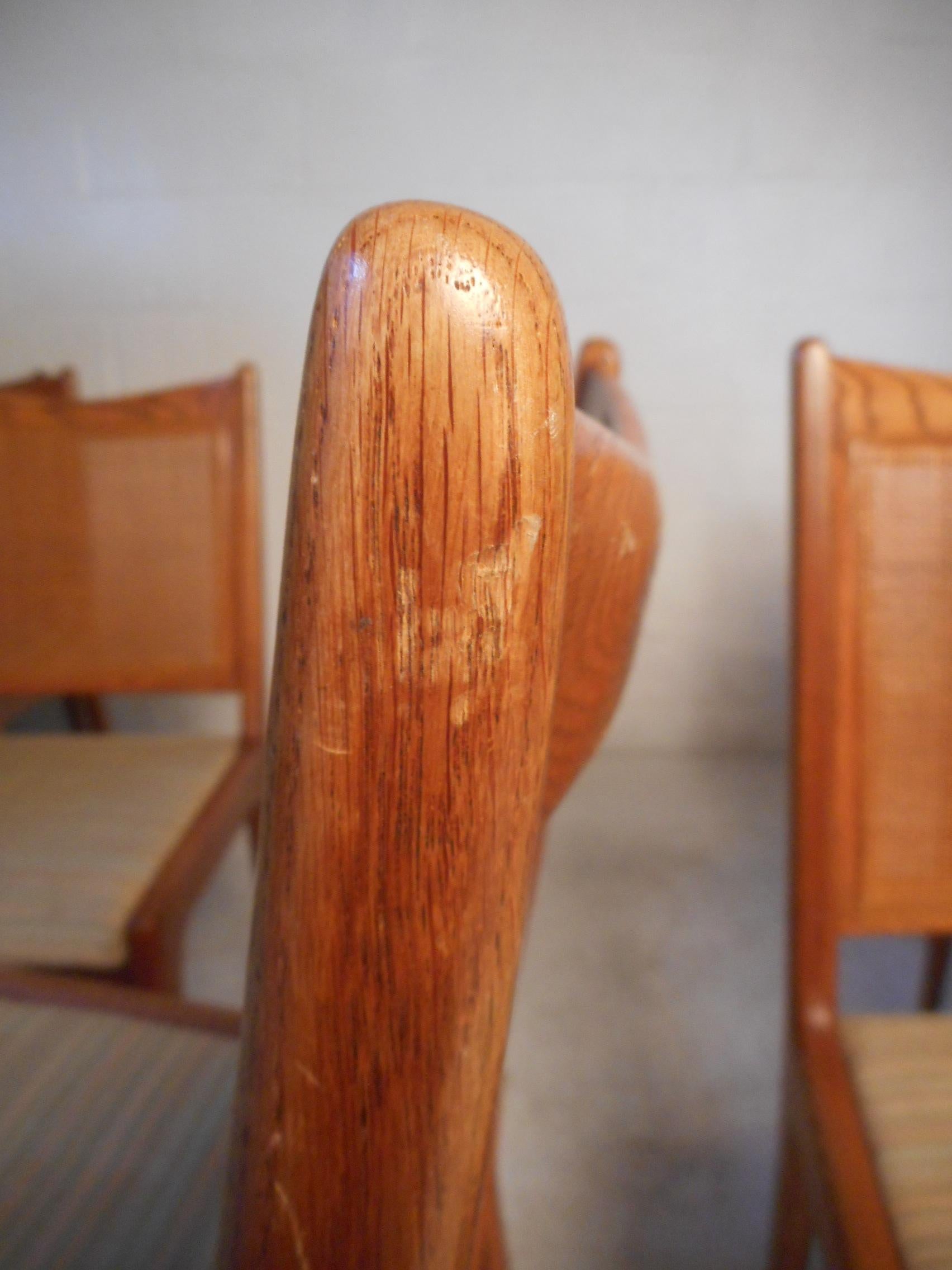 Set of 8 Midcentury Oak and Cane Dining Chairs 4