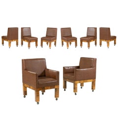 Set of 8 Mid-Century Paul Evans Burl Patchwork Dining Chairs