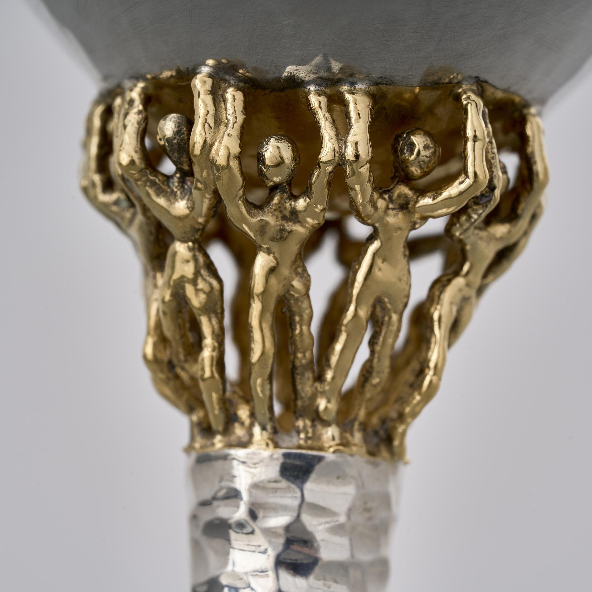 Set of 8 mid-century silver & gilt wine goblets 2