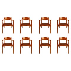Set of 8 Mid-Century Stacking Chairs: Oak & Walnut, Jens Risom Design, USA, 1960