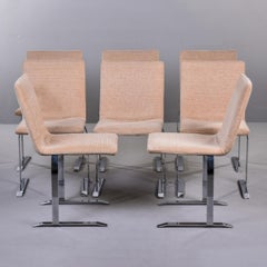 Set of 8 Mid Century Steel Base Dining Chairs by Giovanni Offredi for Saporiti