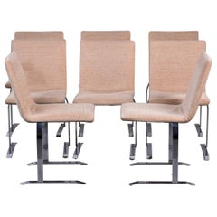 Ensemble de 8 chaises de salle à manger à base d'acier du milieu du siècle dernier par Giovanni Offredi pour Saporiti