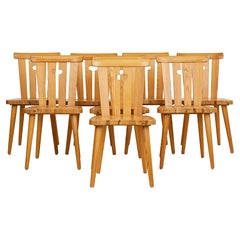 Set of 8 mid century Swedish pine dining chairs