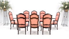 Juego de 8 Sillas de Comedor de Medio Siglo Alto Respaldo Arco Limpio Tapizado Crema Calidad