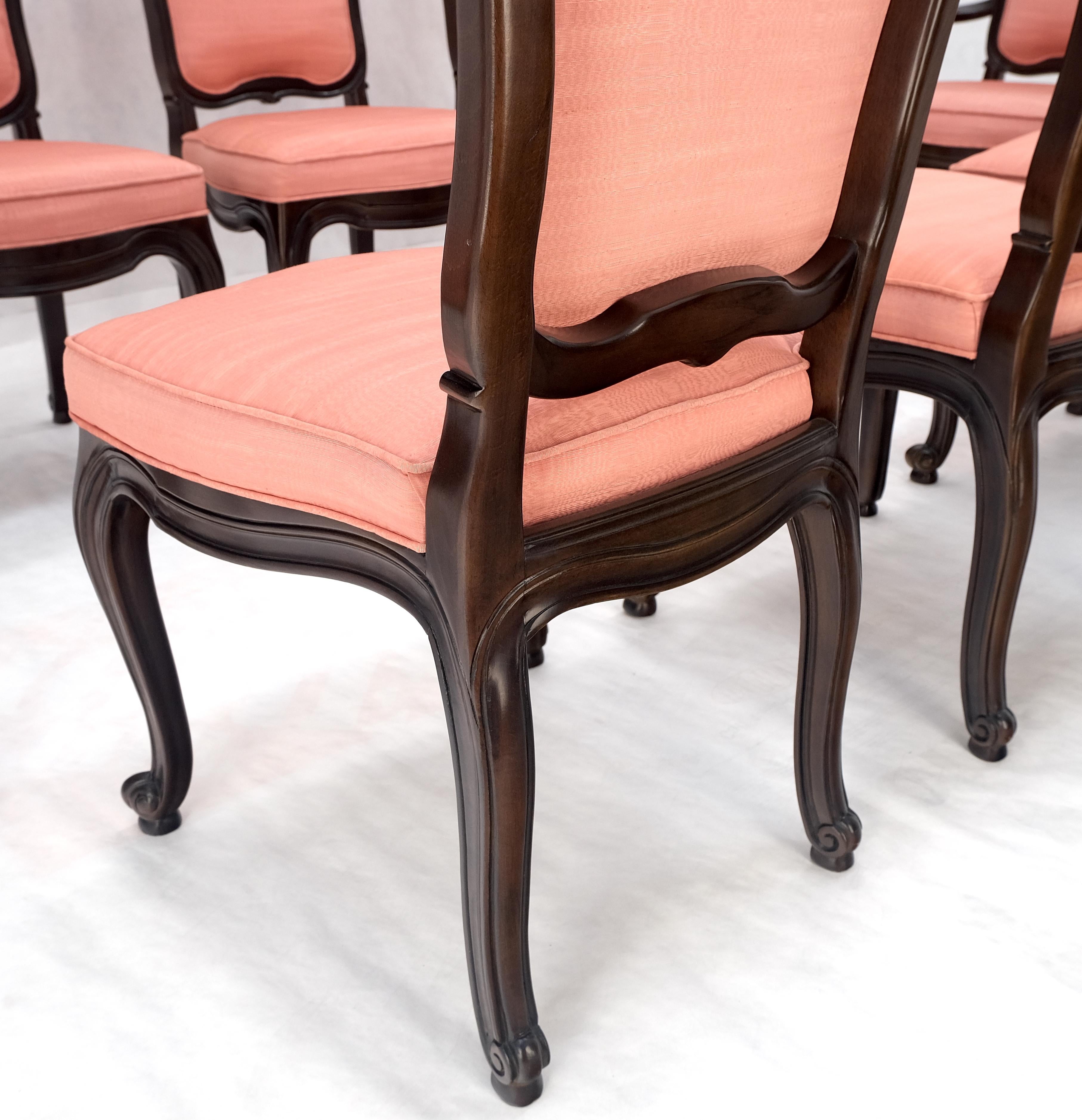 Set of 8 Mid Century Tall Arch Back Clean Cream Upholstery Dining Chairs Quality For Sale 2