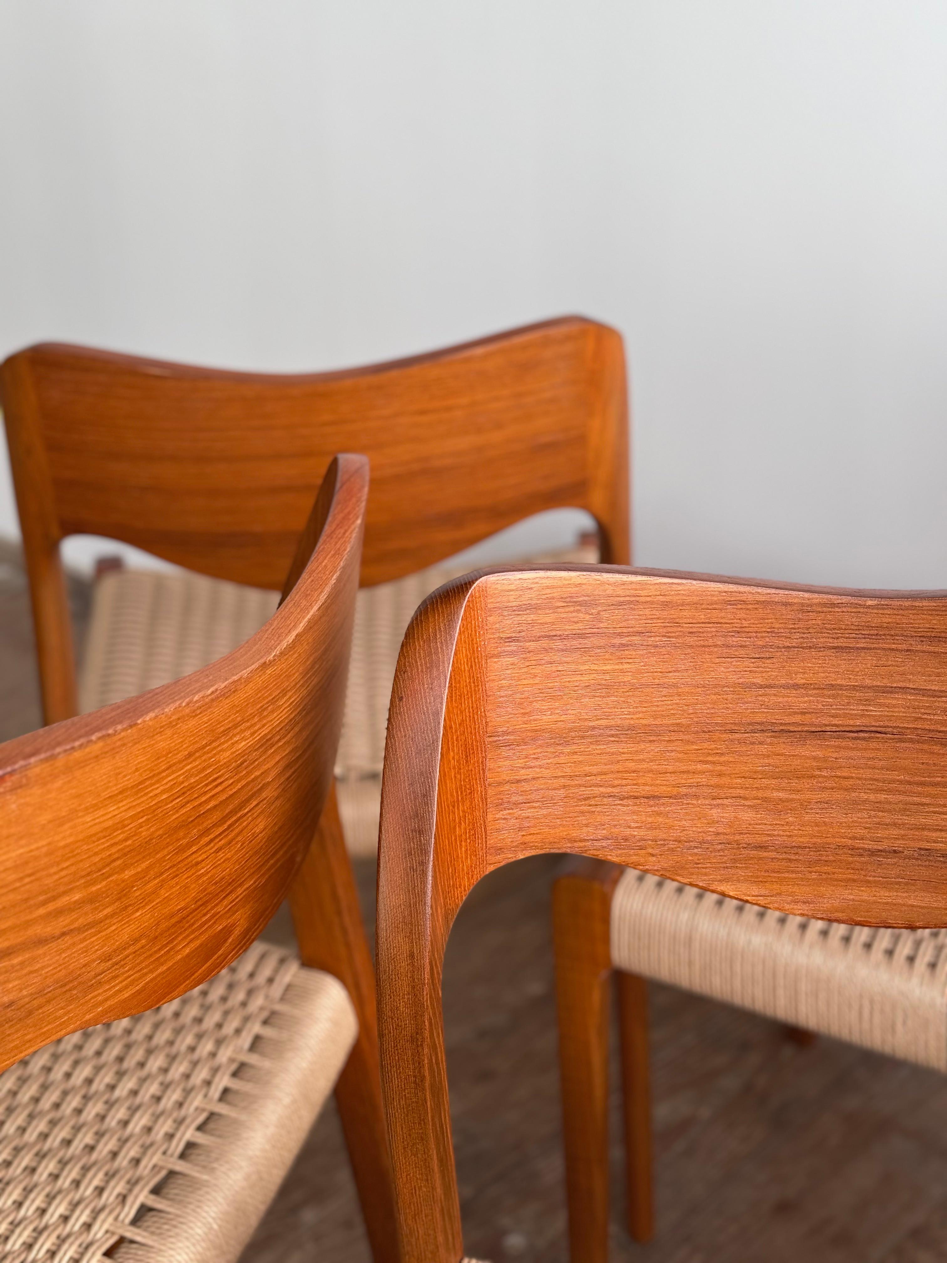 Set of 8 Mid-Century Teak Dining Chairs #71 by Niels O. Møller for J. L. Moller 1