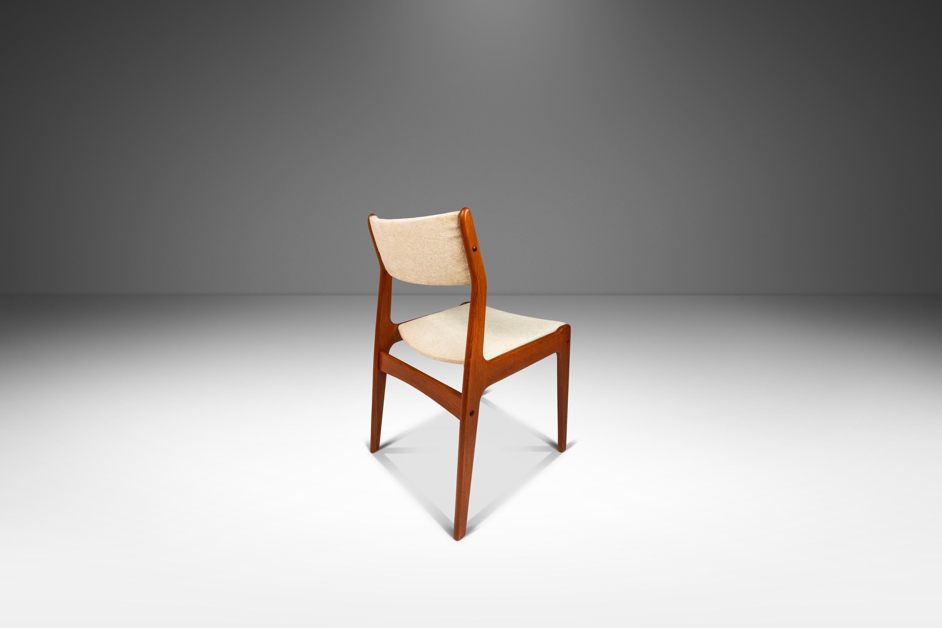 Fabric Set of 8 Mid-Century Teak Dining Chairs with New Upholstery by D-SCAN, c. 1970's