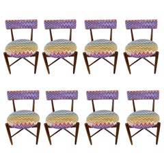 Set of 8 Midcentury Victor Wilkins Chairs with Missoni Fabric
