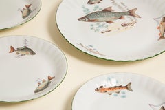 Set of 8 Mid Century Vintage Fishes Decorative Porcelain Plates, Poland, 1970s