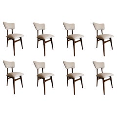 Juego de 8 Sillas de Comedor Mariposa de Lana Beige, Polonia, Años 60