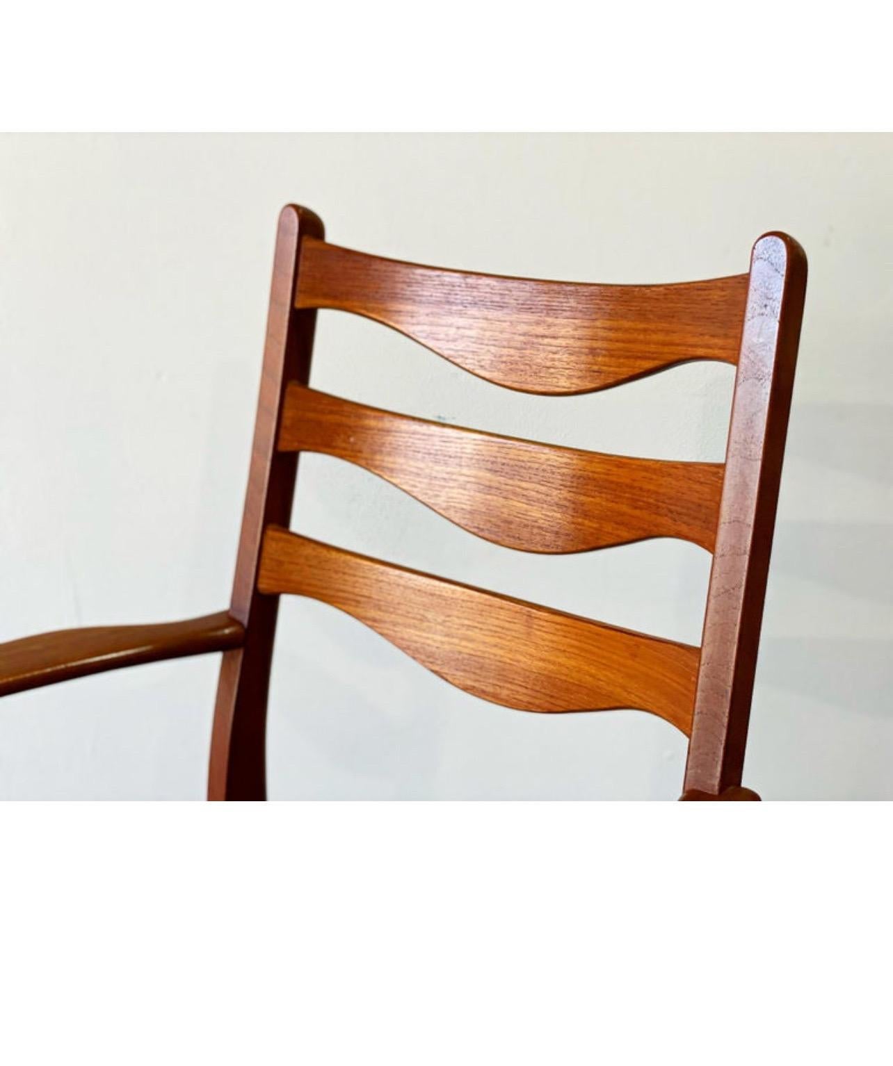  Set of 8, Midcentury Danish Modern by Arne Wahl Iversen Dining Chairs in Teak For Sale 8