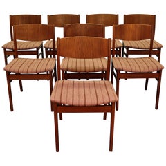 Set of 8 Midcentury Danish Modern Teak Side Dining Chairs
