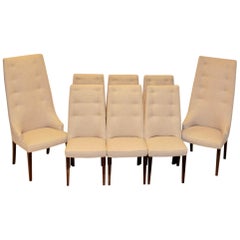 Set of 8 Midcentury High-Backed Dining Chairs from Denmark