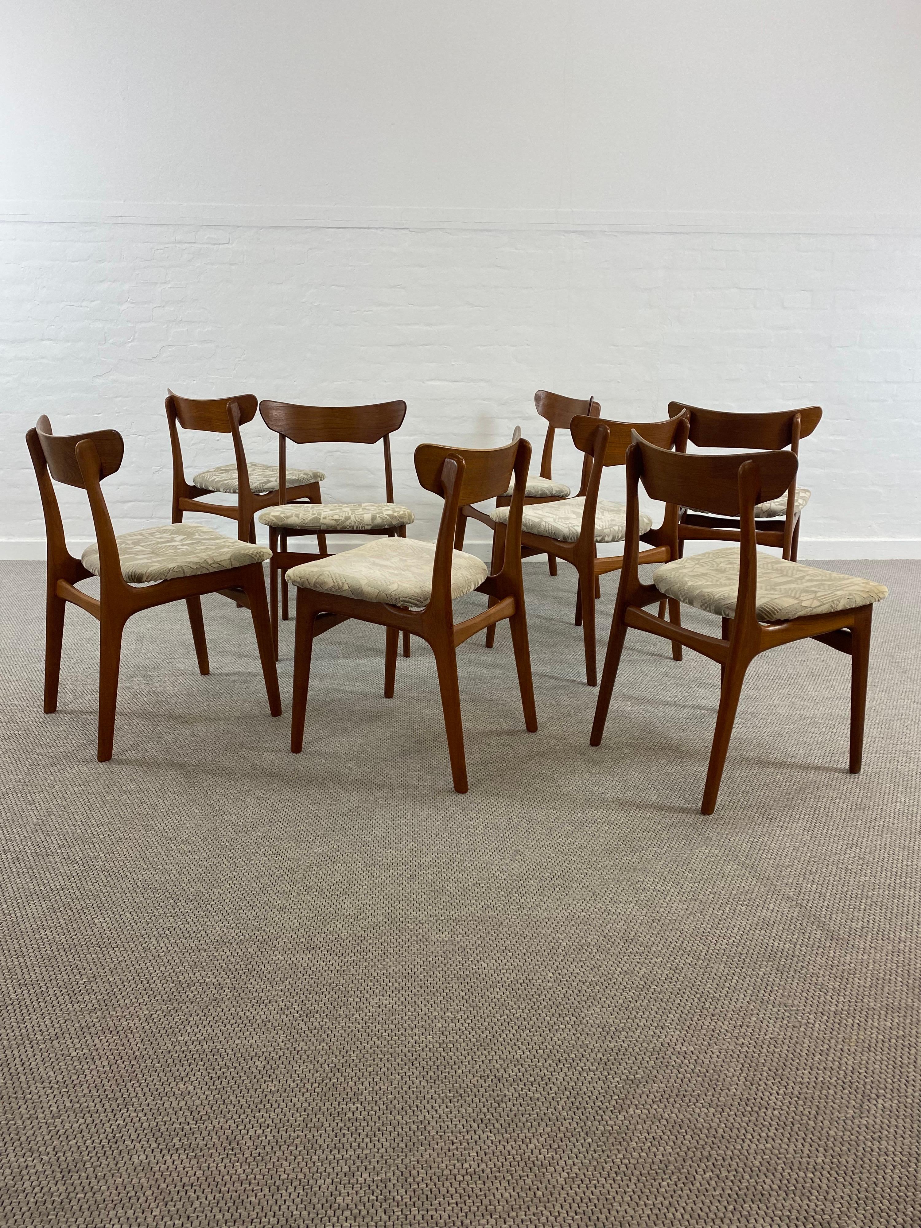 Mid-Century Modern Set of 8 Midcentury Teak Dining Chairs from Schionning & Elgaard, Denmark, 1960s