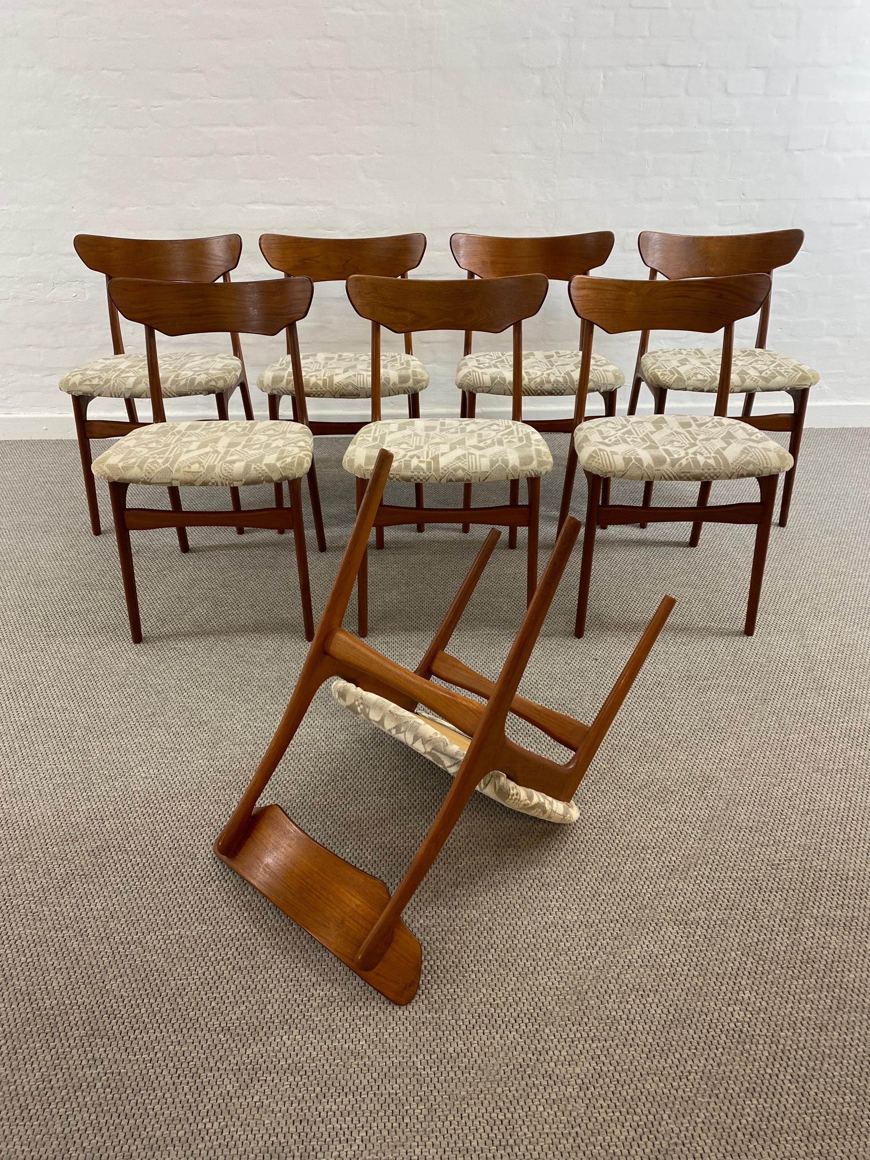 Mid-20th Century Set of 8 Midcentury Teak Dining Chairs from Schionning & Elgaard, Denmark, 1960s