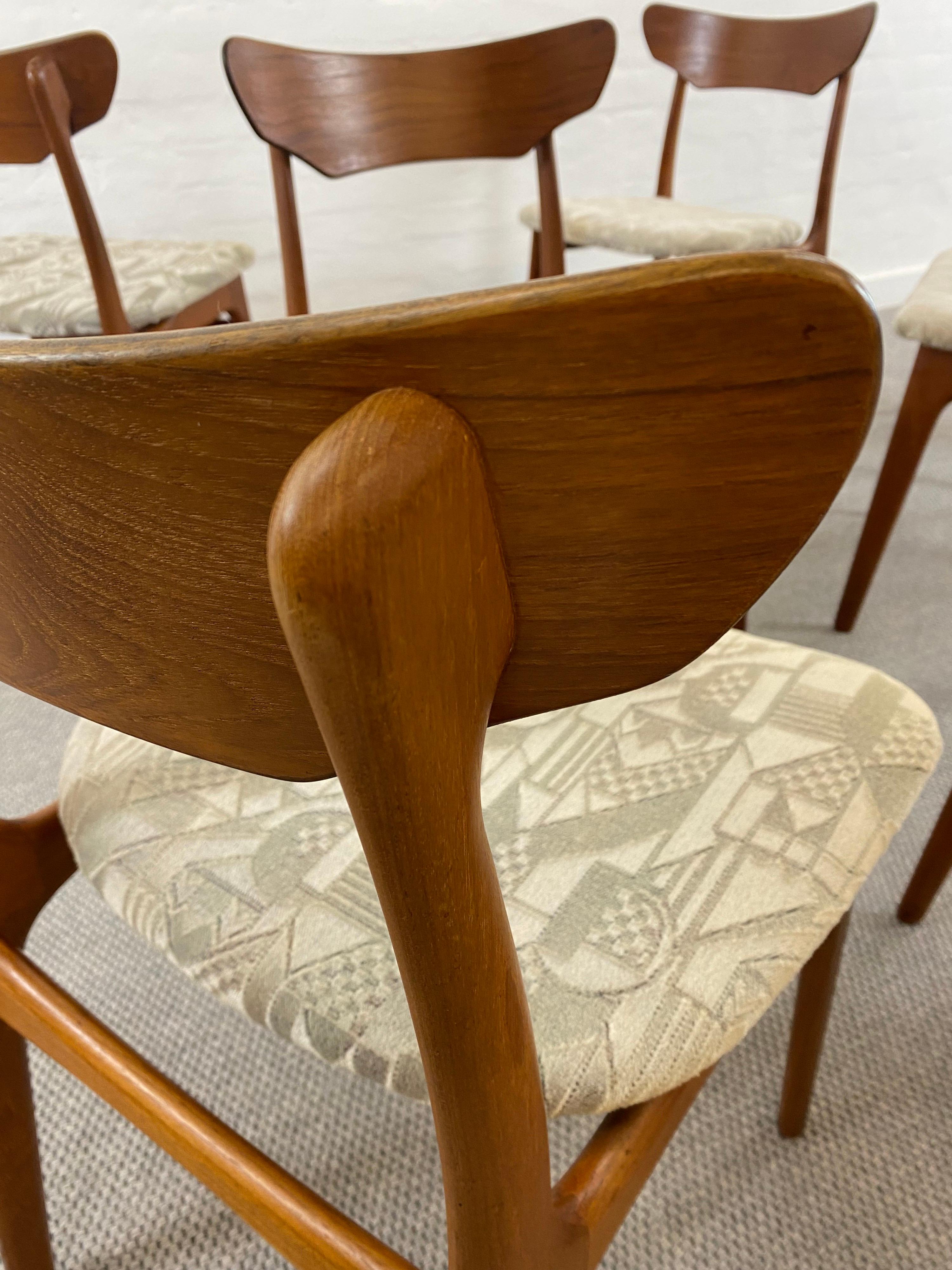 Upholstery Set of 8 Midcentury Teak Dining Chairs from Schionning & Elgaard, Denmark, 1960s