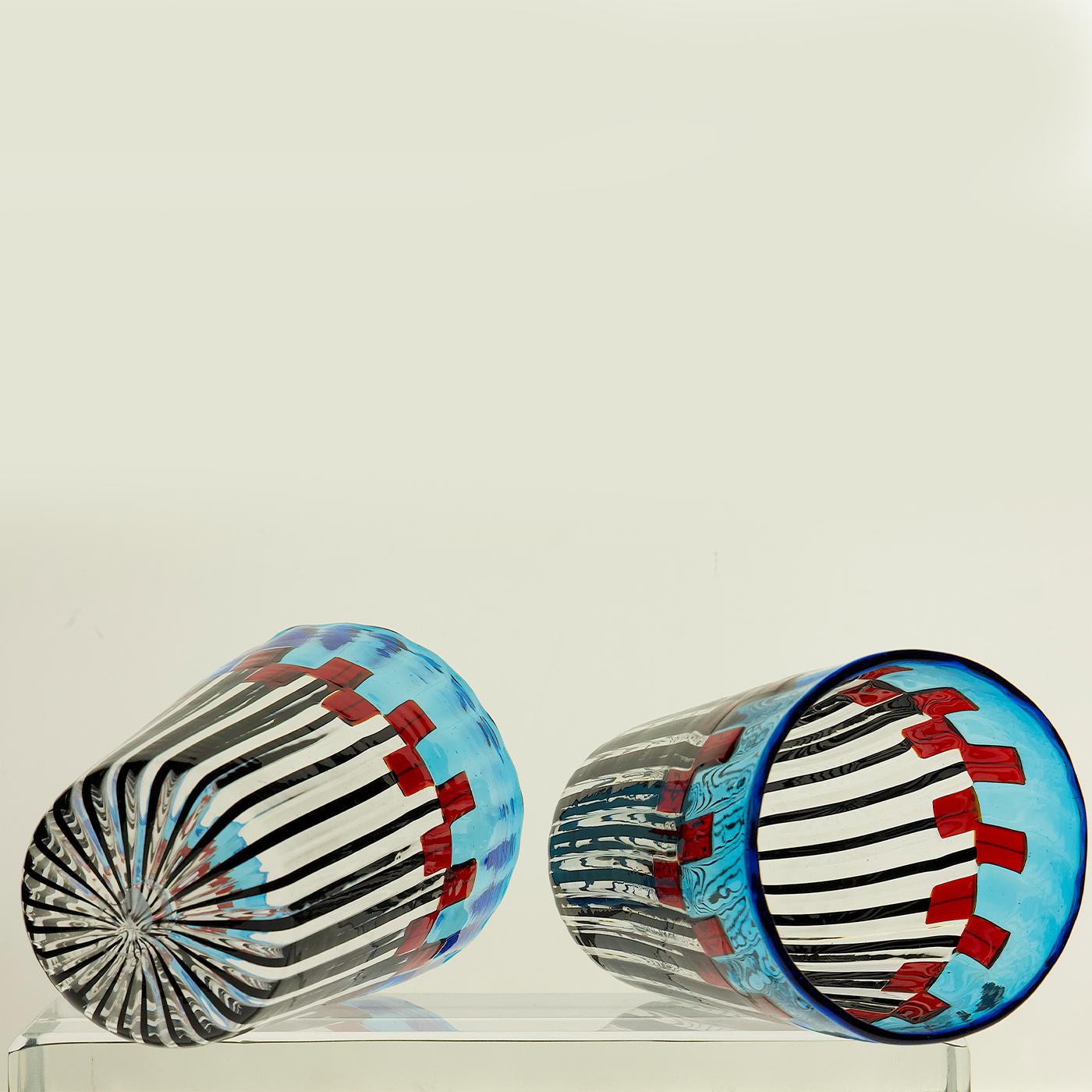 Juego de 8 vasos de cristal Mille Papaveri Rossi de Silvio Piattelli en venta 4