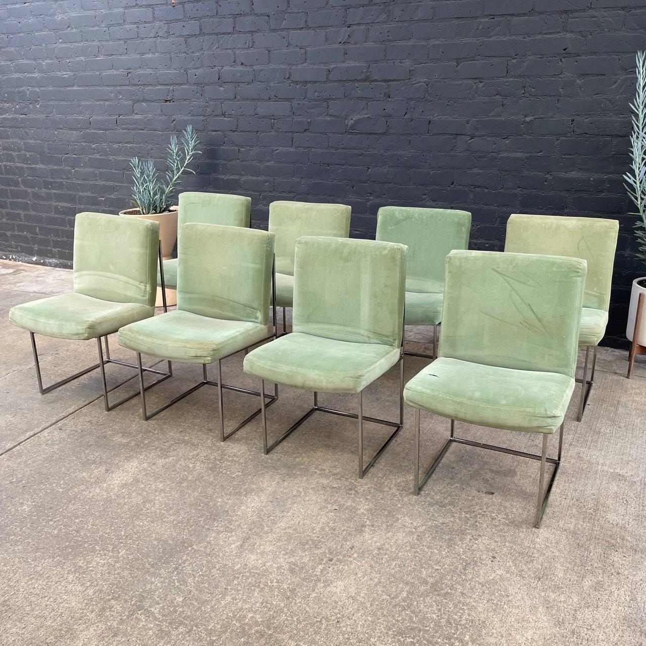 Mid-Century Modern Set of 8 Milo Baughman Chrome Dining Chairs for Thayer Coggin