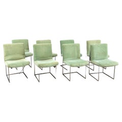 Set of 8 Milo Baughman Chrome Dining Chairs for Thayer Coggin