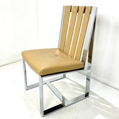 Set of 8 Milo Baughman Chrome & Leather Strapped Dining Chairs