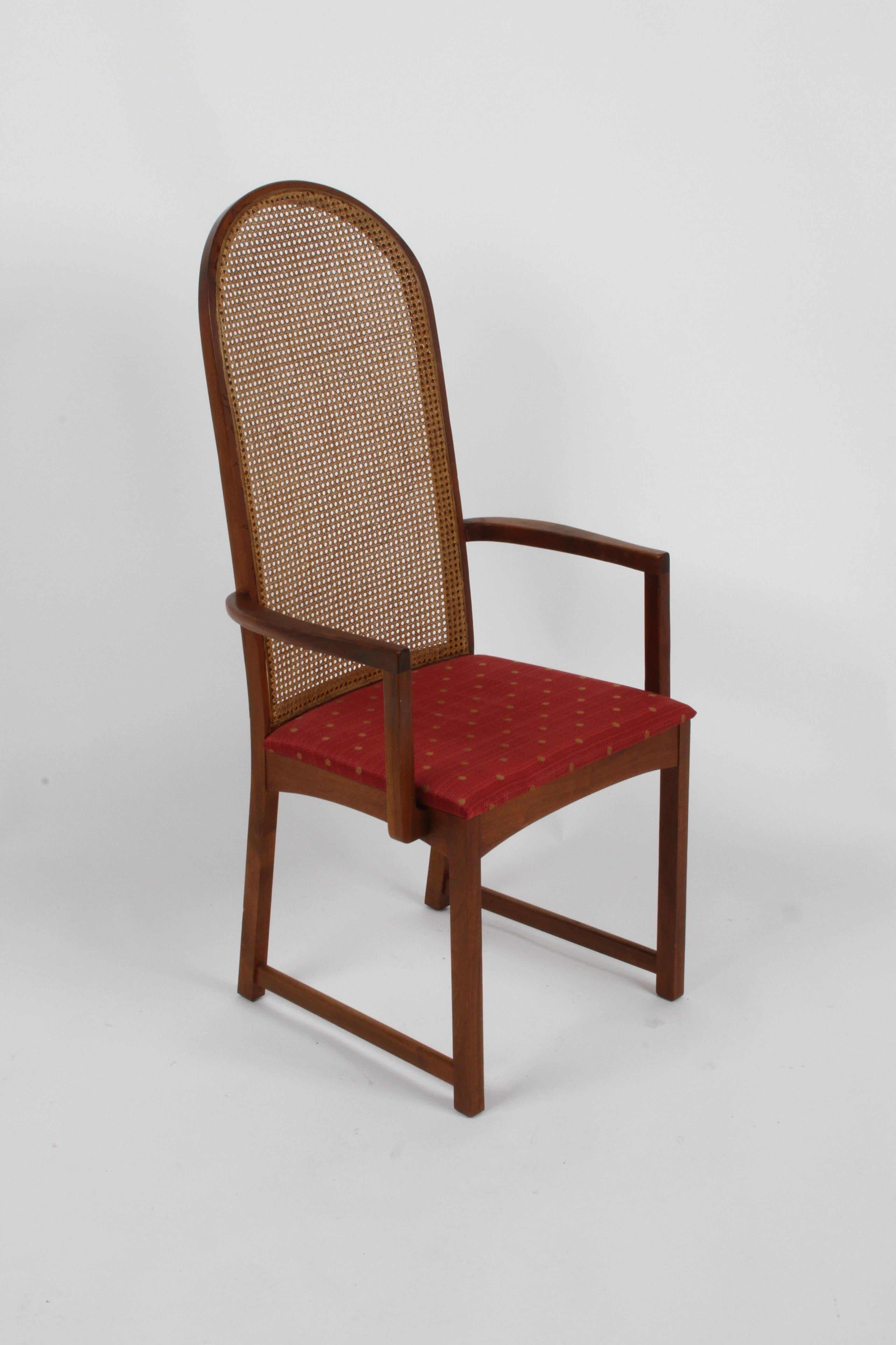 Set of 8 Milo Baughman for Directional Cane Back Walnut Frame Dining Chairs In Good Condition In St. Louis, MO