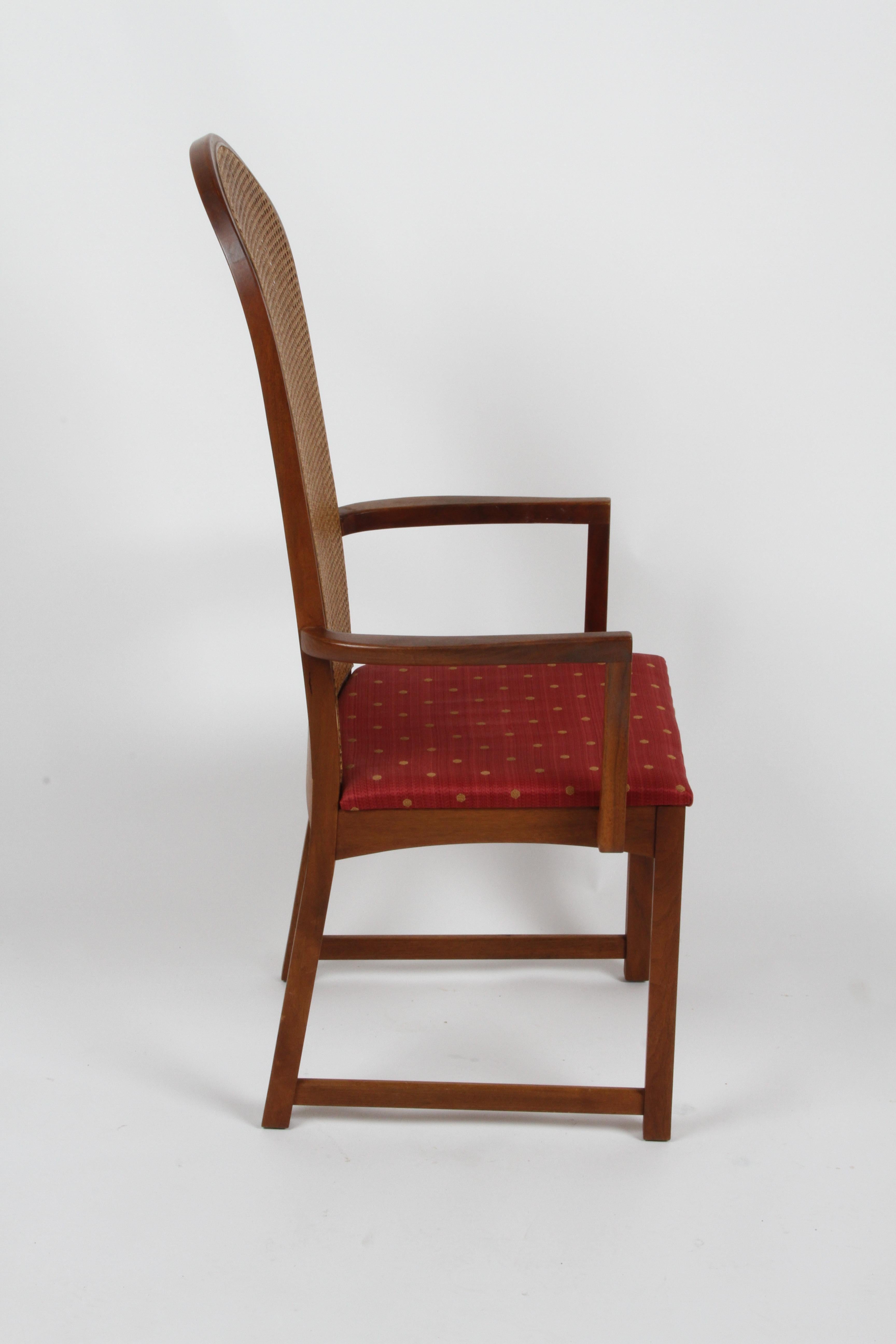 Mid-20th Century Set of 8 Milo Baughman for Directional Cane Back Walnut Frame Dining Chairs