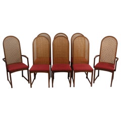 Set of 8 Milo Baughman for Directional Cane Back Walnut Frame Dining Chairs