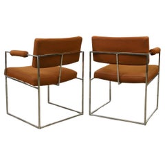 Set of 8 Milo Baughman Thayer Coggin 1188 Thin Line Chrome Dining Chairs