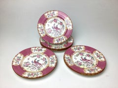 Set of 8 Minton Pink Cockatrice Luncheon, Dessert, or Salad Plates