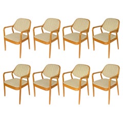 Set of 8 Model 1105 Oak Dining Chairs by Don Pettit for Knoll