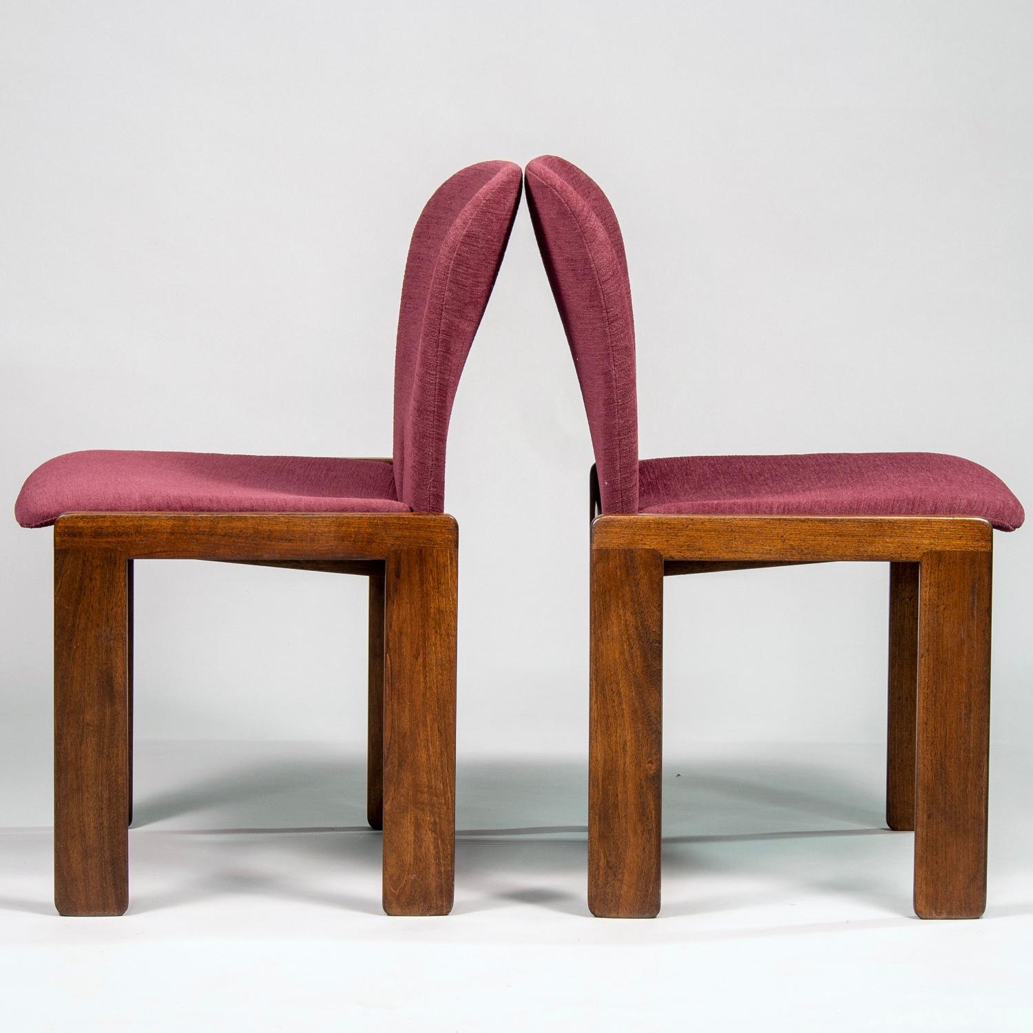 Italian Set of 8 Model 121 Chairs in Walnut by Afra and Tobia Scarpa for Cassina 