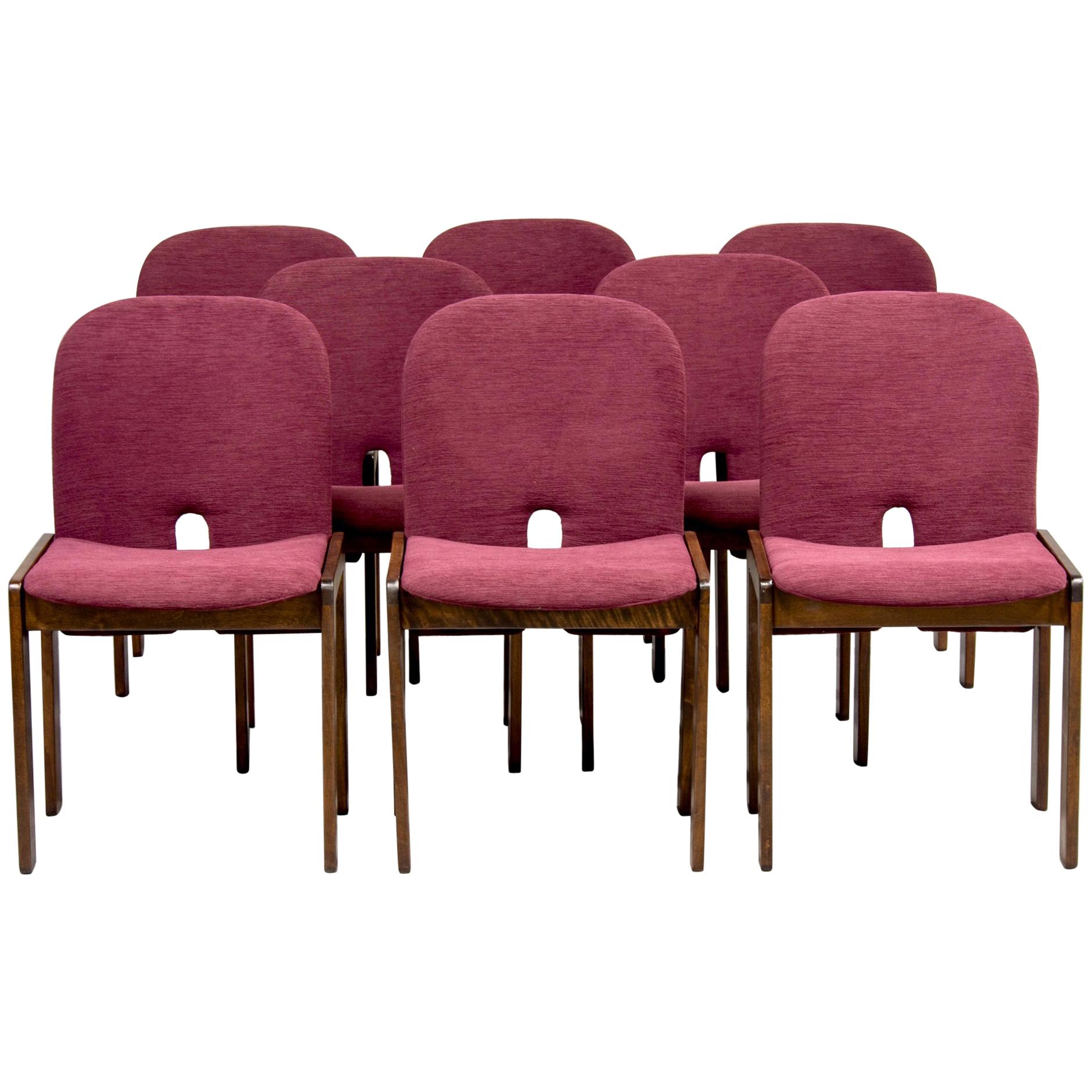 Set of 8 Model 121 Chairs in Walnut by Afra and Tobia Scarpa for Cassina 