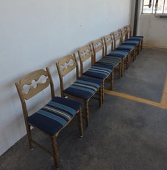 Set of 8 Model 60 Razorblade Dining Chairs in Solid Oak by Henning Kjærnulf