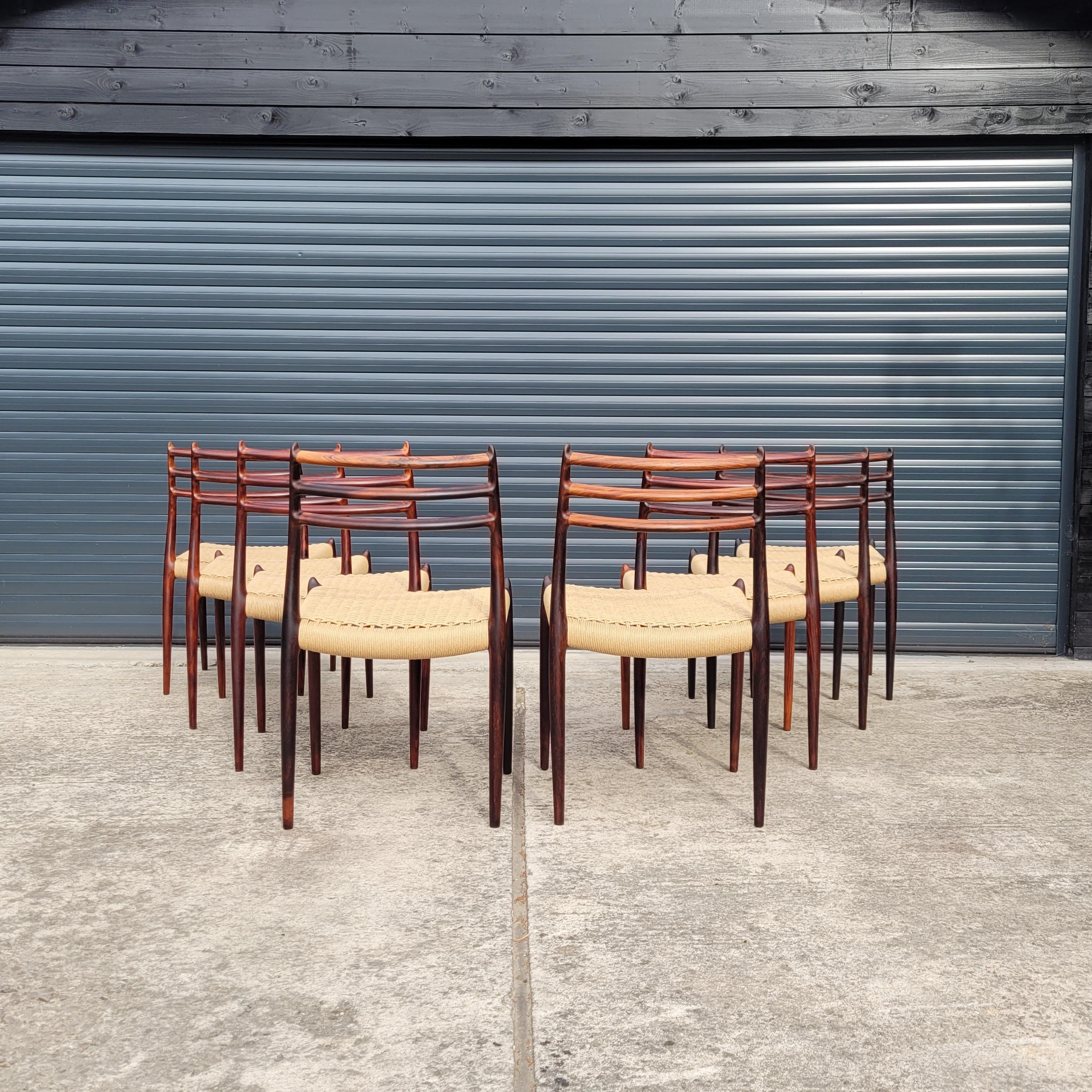 Set of 8 Model 78 Rosewood Dining Chairs by Niels Otto Møller 5