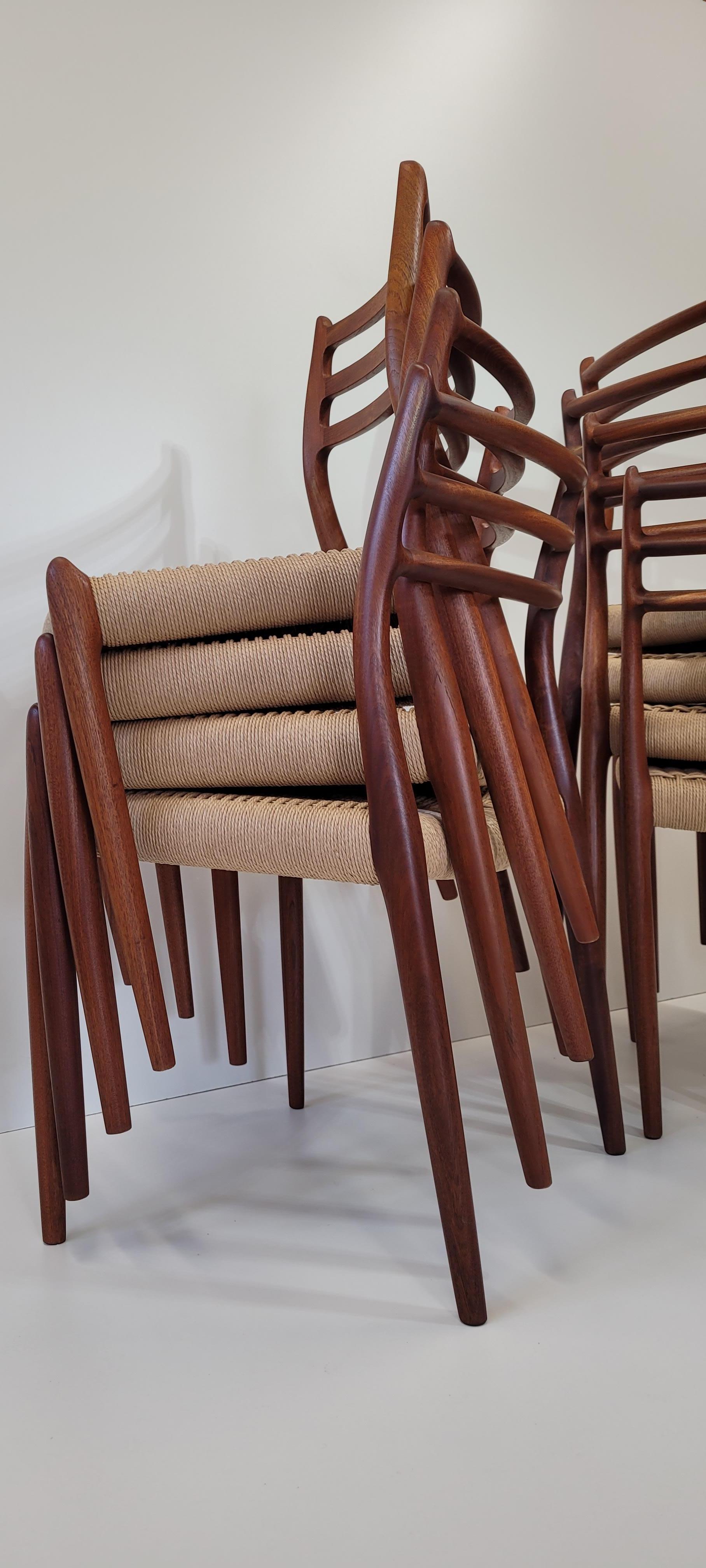 20th Century Set of 8 Model 78 Teak Dining Chairs by Niels Otto Møller