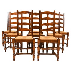 Set of 8 Modern Antique Style English Rush seat ladder back dining Chairs