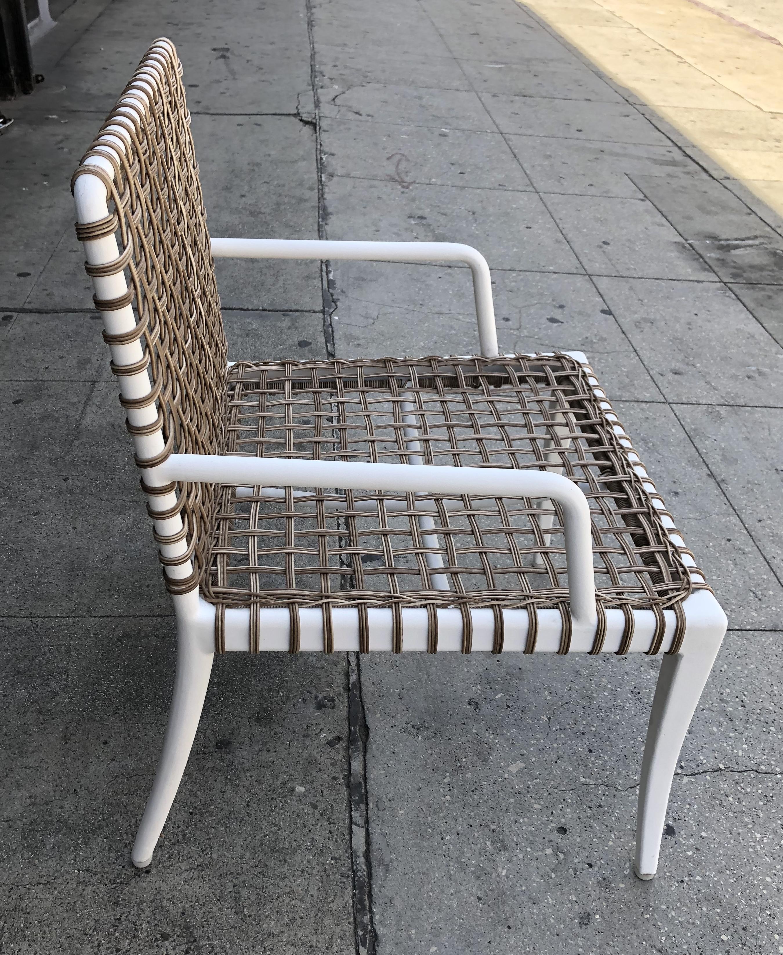 Set of 8 Modern Armchairs in Powder Coated Steel & Wicker 5
