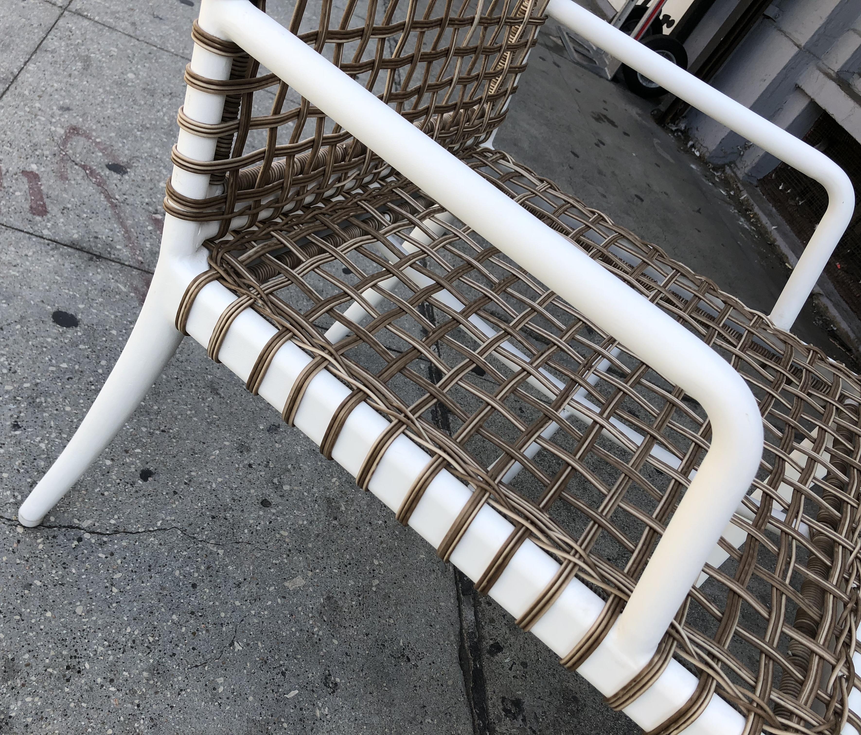 Set of 8 Modern Armchairs in Powder Coated Steel & Wicker 3