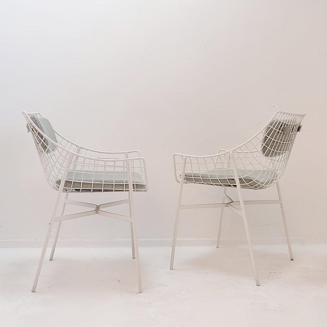 Set of 8 modern armchairs in white lacquered steel For Sale 4