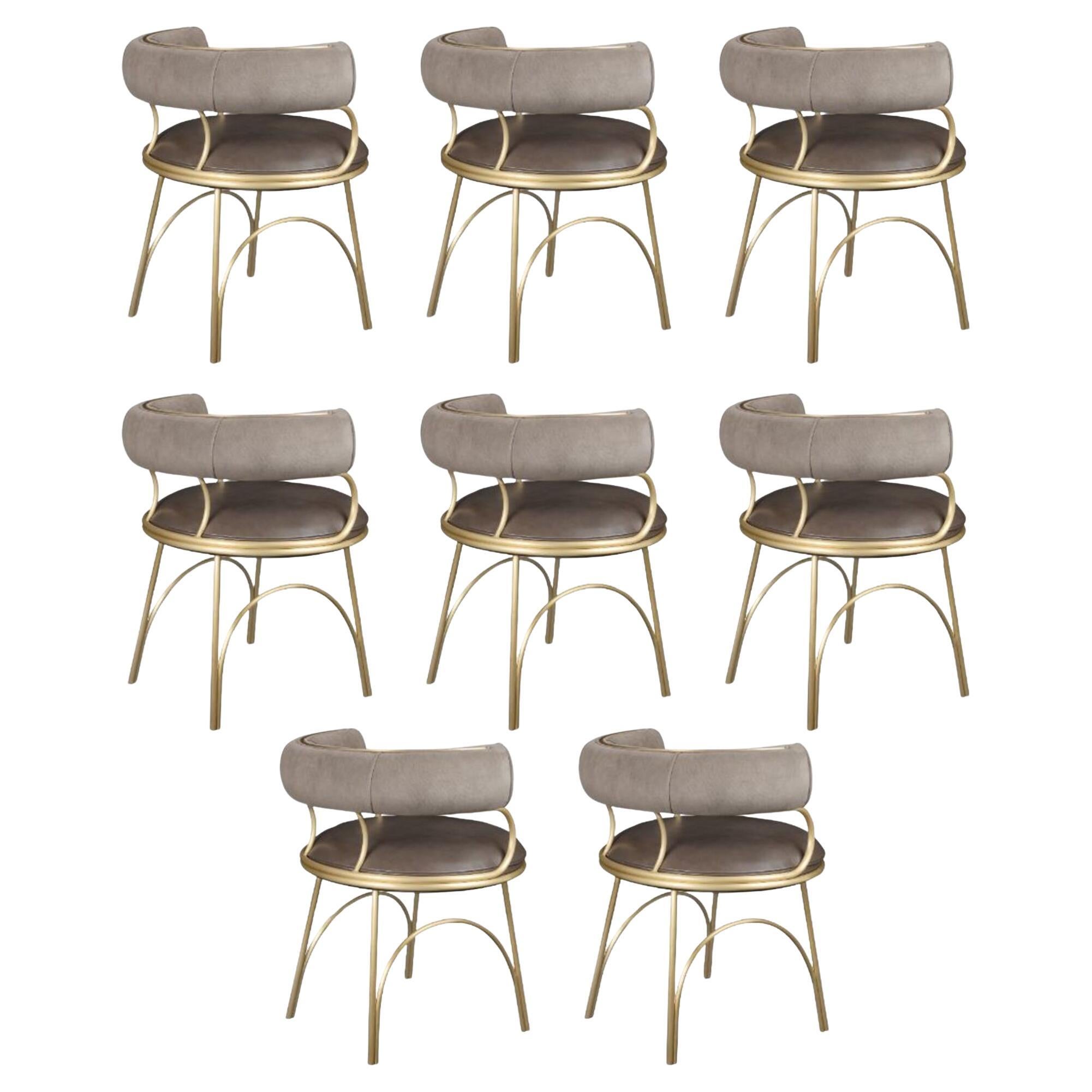 Set de 8 Sillas de Comedor Modernas Austin Terciopelo Acero by Porus Studio en venta