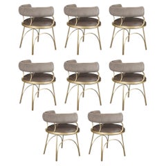 Set of 8 Modern Austin Dining Chair Steel Velvet by Porus Studio