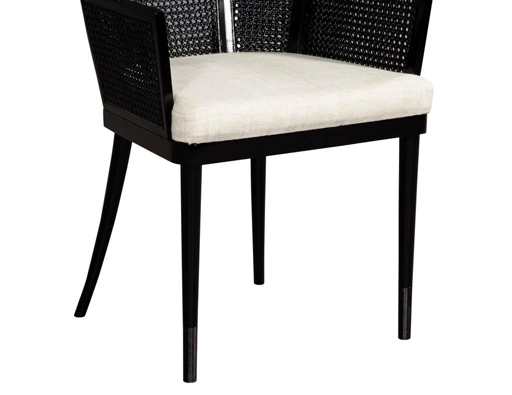 Set of 8 Modern Black Cane Dining Chairs by Baker Kara Man 5