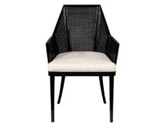 Set of 8 Modern Black Cane Dining Chairs by Baker Kara Man