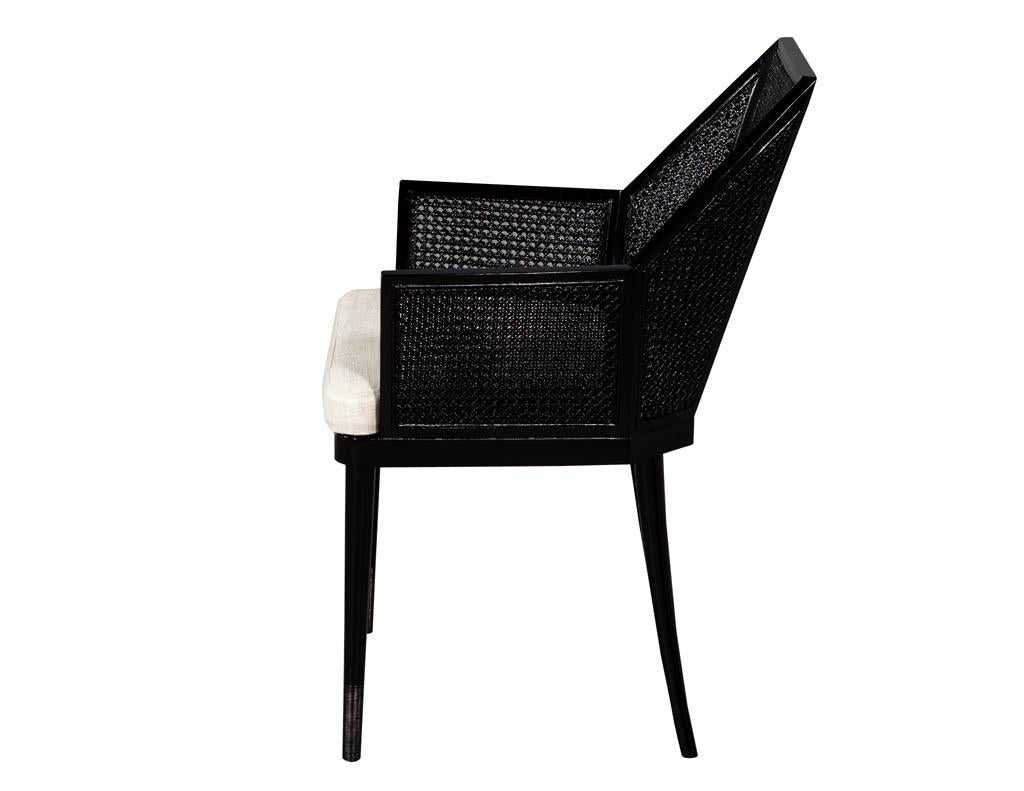 Set of 8 Modern Black Cane Dining Chairs by Baker Kara Man In New Condition In North York, ON