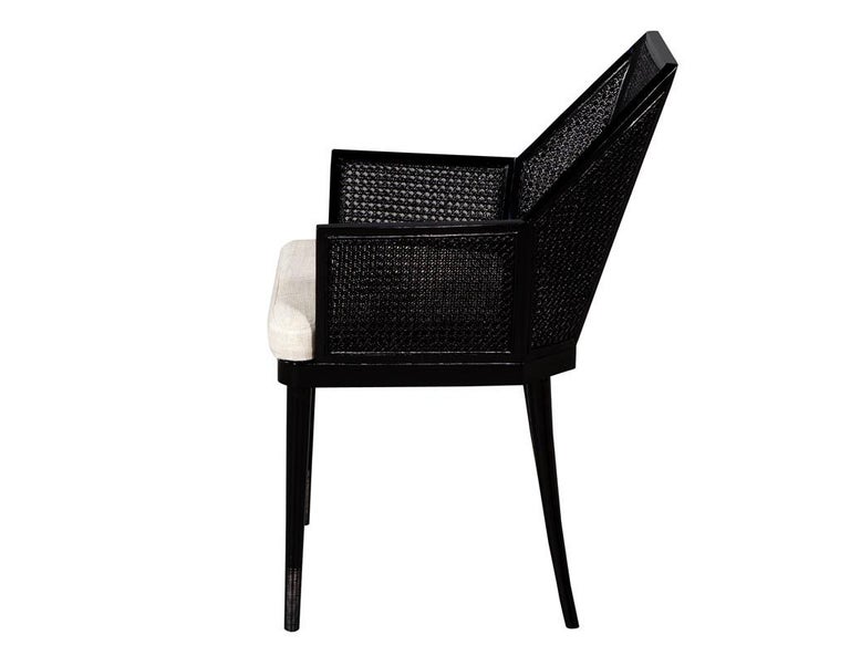 Set of 8 Modern Black Cane Dining Chairs by Baker Kara Man For Sale at 1stDibs